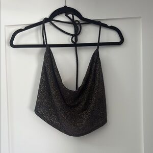 Sparkly Black Halter Top
